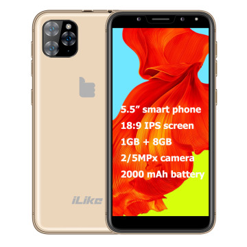 iLike A5 Mobiltelefon, Kártyafüggetlen, Dual SIM, 8GB, LTE, arany
