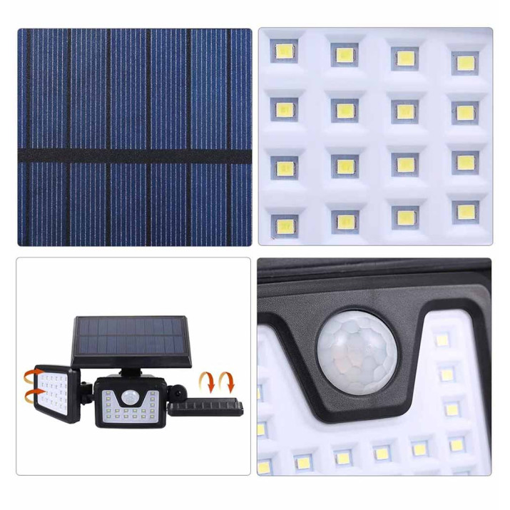 3 paneles elforgatható napelemes lámpa