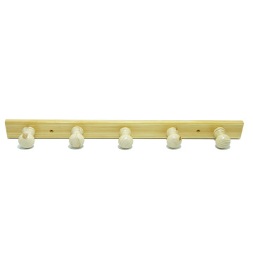 Falra rögzíthető fogas fából - 5 db akasztóval / 55 cm