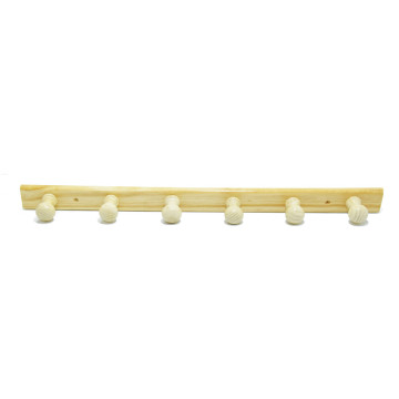 Falra rögzíthető fogas fából - 6 db akasztóval / 64 cm