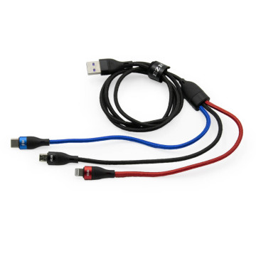 Ezra 3 az 1-ben USB töltő- és adatkábel - Micro USB, Type-C és Lightning csatlakozó / 1,2 m (DC92)