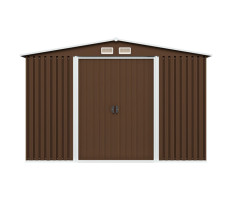 Barna acél kerti fém fészer 257 x 205 x 178 cm - utánvéttel vagy ingyenes szállítással