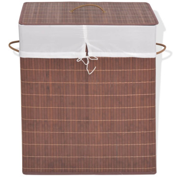 Barna, téglalap alakú bambusz szennyestartó kosár - utánvéttel vagy ingyenes szállítással