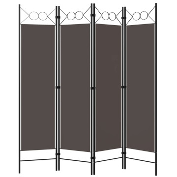 Antracitszürke 4 paneles paraván 160 x 180 cm - utánvéttel vagy ingyenes szállítással
