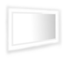 Magasfényű fehér LED-es forgácslap fürdőszobatükör 80x8,5x37 cm - utánvéttel vagy ingyenes szállítással