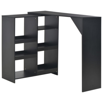 Fekete bárasztal mozgatható polccal 138 x 40 x 120 cm - utánvéttel vagy ingyenes szállítással