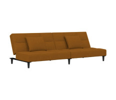 Kétszemélyes barna bársony kanapéágy két párnával - utánvéttel vagy ingyenes szállítással