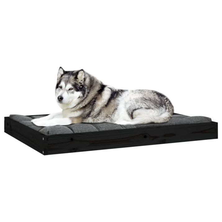 Fekete tömör fenyőfa kutyaágy 101,5x74x9 cm - utánvéttel vagy ingyenes szállítással