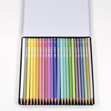 Kidea 24 db-os színes ceruza készlet fém dobozban - Pasztell