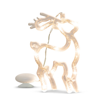 LED-es ablakdekor - rénszarvas - 19 x 13,5 cm - melegfehér - 3 x AAA