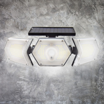 Napelemes indukciós kültéri lámpa - COB LED / 200 Lumen, állítható LED panelekkel