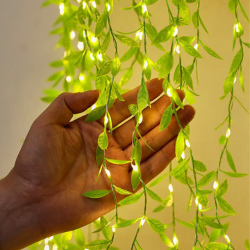 Dekorációs LED fényfüggöny műnövénnyel, hideg fehér - 3x2 m